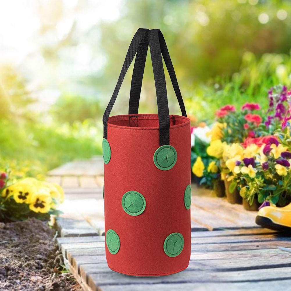 Strawberry Planting Felt Bag Garden Potatoes Potted Vertical Multi Mouth Container Outdoor Vegetable Hanging Planter Bonsai Grow