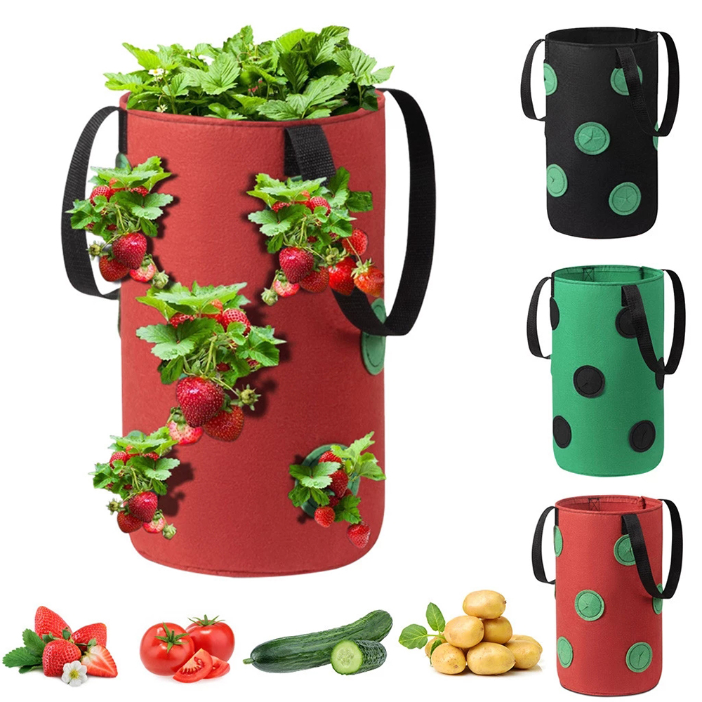 Hanging Strawberry Planting Grow Bags With Handles Thicken Vegetable Potato Greenhouse Container Bag Garden Pot Storage D30