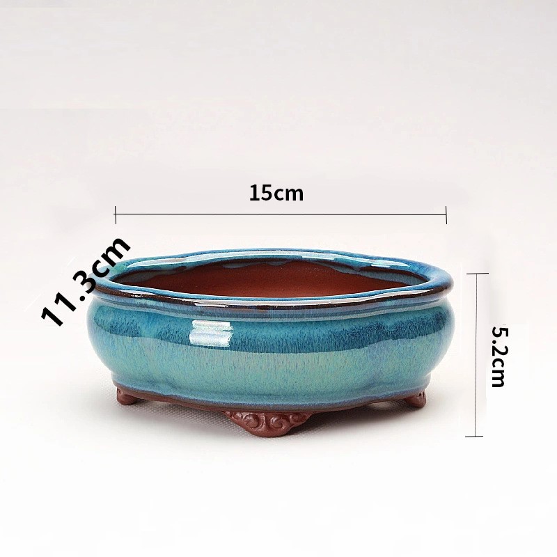 Creative Chinese Style Bonsai Flowerpot Ventilate Purple Sands Ceramic Craft Plant Pot Planter for Home Office
