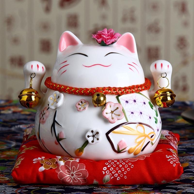 4.5 inch Japanese Ceramic Lucky Cat Maneki Neko Home Decoration Ornaments Business Gifts Fortune Cat Money Box Feng Shui Craft