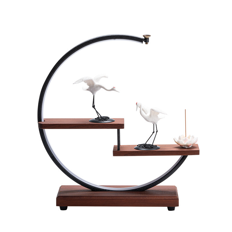 Creative Crane Immortal Ceramic Crane Ornament Lamp Circle Birthday Star Gifts for the Elderly Gifts Living Room Home Decoration