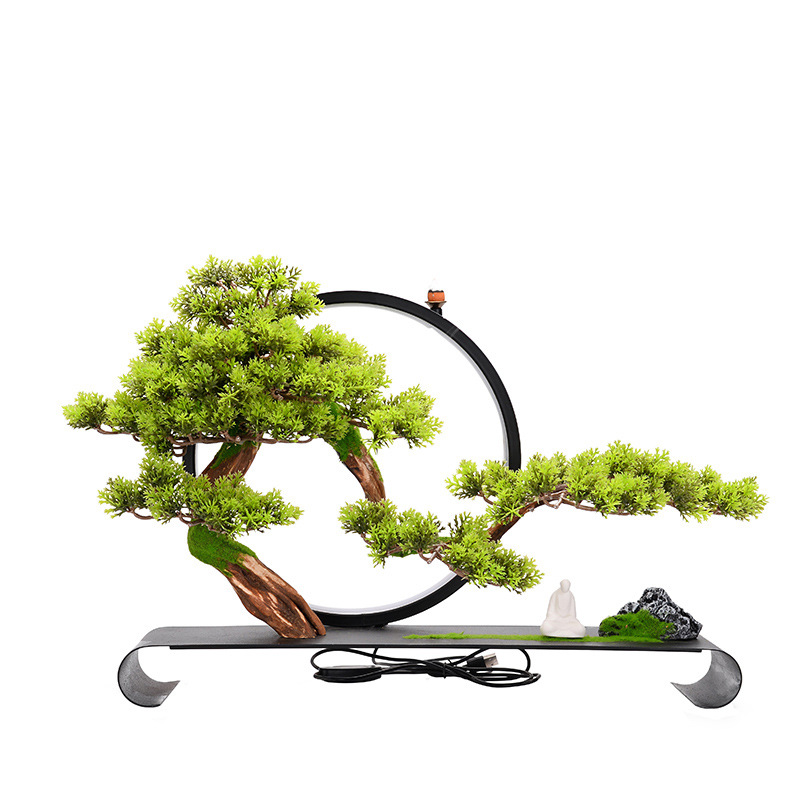Cliff welcome pine bonsai micro landscape decoration Zen space Chinese style living room porch soft decoration art decoration