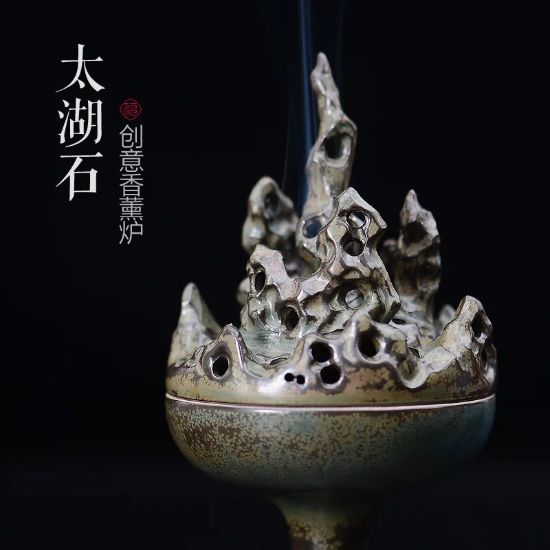 Incense burner accessories Taihu Lake shiboshan stove household antique ceramic incense stove Chenxiang sandalwood stove