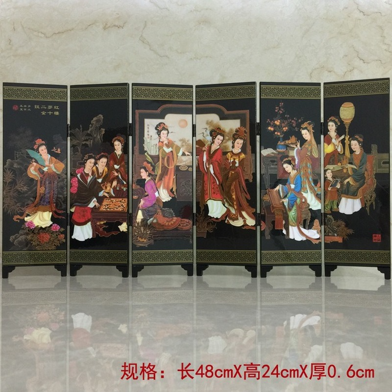 Antique lacquerware small screen decoration ornaments Chinese characteristic wooden crafts lacquerware custom gift gifts abroad