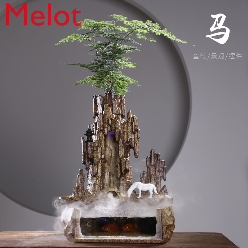 Ceramic Artificial Mountain and Fountain Decoration Desktop Lucky Hallway Office Opening-up Ornaments