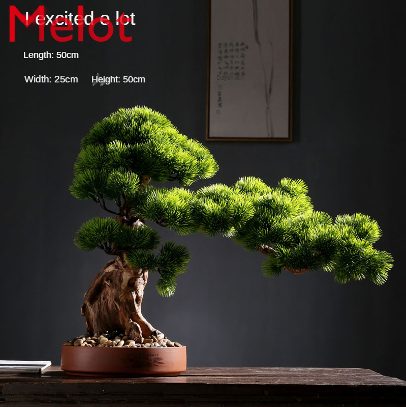 Solid Wood Root Decorations Artificial Greeting Pine New Chinese Style Bonsai Decoration Living Room Entrance Home Greenery