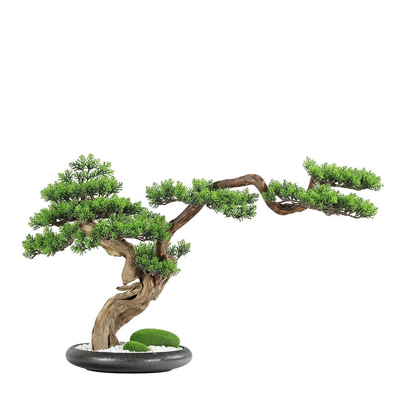 Light Luxury New Chinese Style Artificial Greeting Pine Bonsai Home Zen Hallway Living Room Soft Decoration Decoration Ornaments