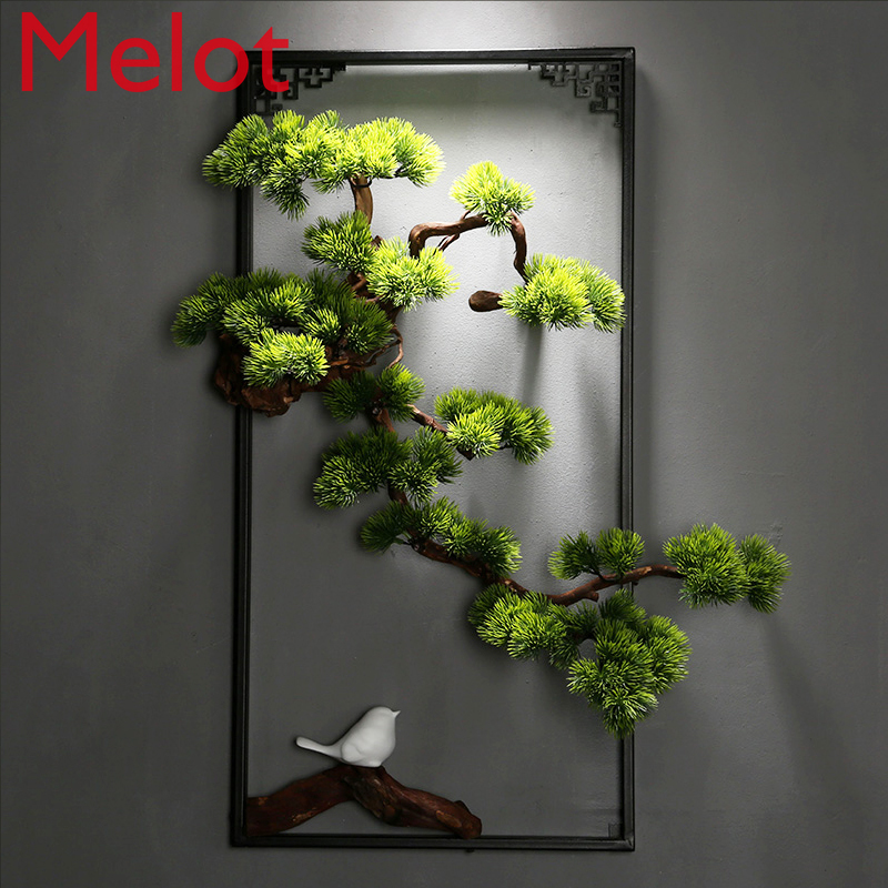 Chinese Style Artificial Greeting Pine Pendant Iron Wall Surface Decoration Hotel Background Wall Three-Dimensional Wall Hanging