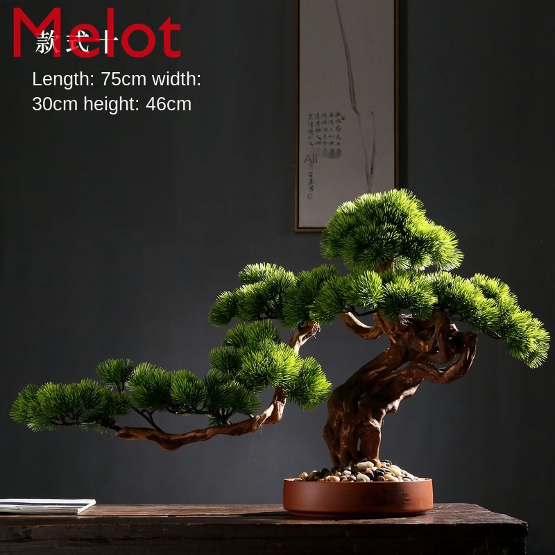 Artificial Greeting Pine New Chinese Style Bonsai Decoration Living Room Entrance Home Greenery Solid Wood Root Decorations