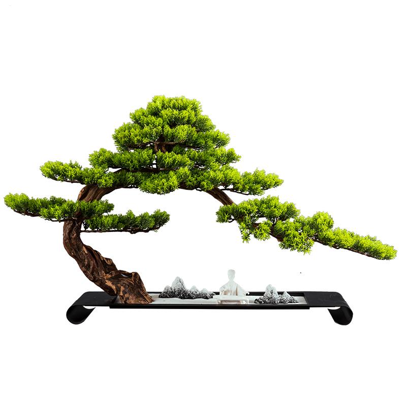 Artificial Greeting Pine  Living Room Entrance Home Ornament Beauty Pine Tree Tree Bonsai Green Plant Modeling Potted Plant