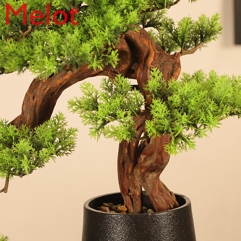 Light Luxury New Chinese Style Artificial Greeting Pine Greenery Bonsai Hallway Soft Outfit Club Lobby SalesDepartmentDecoration