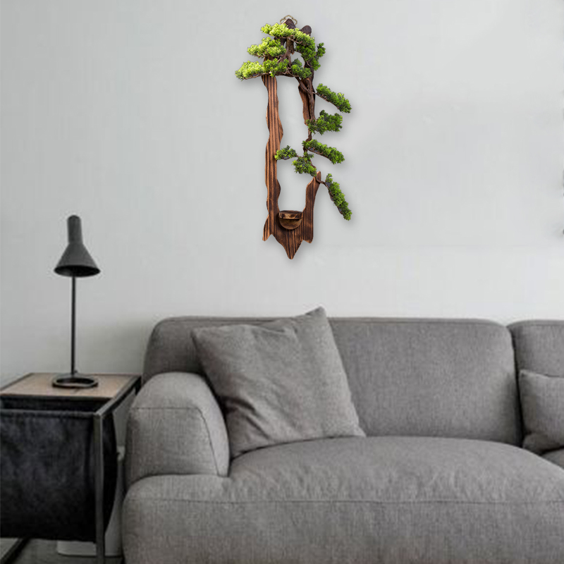 Chinese Creative Wall Hanging Artificial Greeting Pine Greenery Decoration Soft Decoration Home Living Room Study Hallway