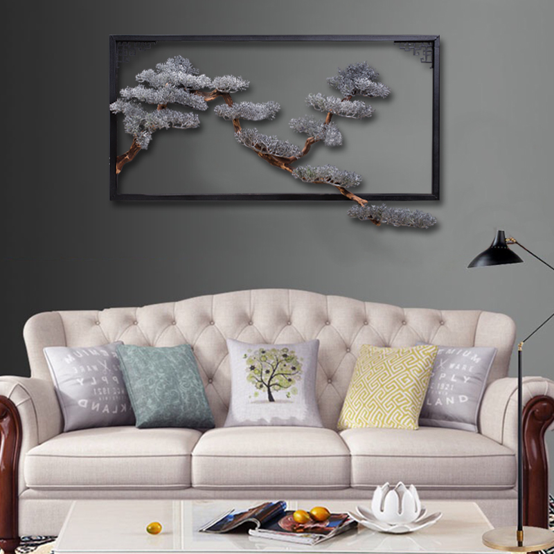 Chinese Creative Wall Hanging Artificial Greeting Pine Greenery Decoration Soft Decoration Home Living Room Study Hallway