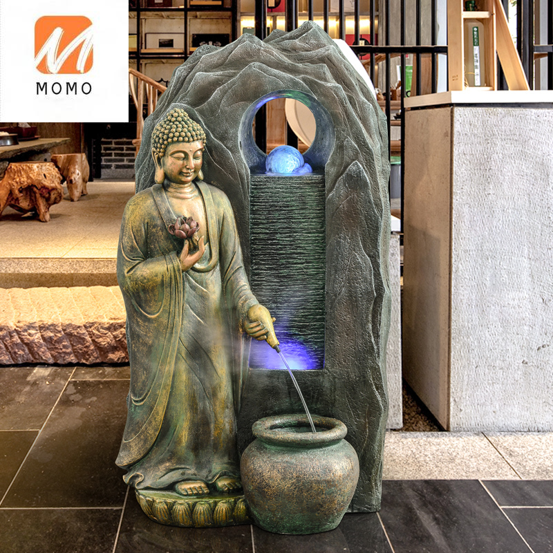 Southeast Asia Buddha Statue Water Fountain Decoration Living Room Office Entrance Zen Club Humidifier Fortune Decoration