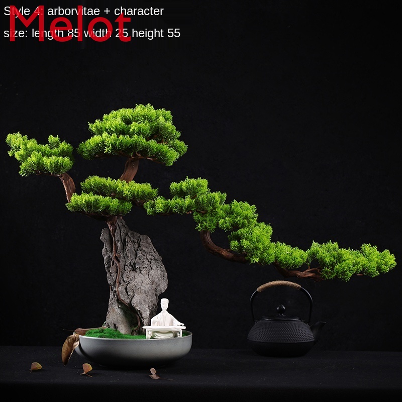 New Chinese Style Artificial Greeting Pine Fake Trees Living Room Hotel Close Home Ornament Beauty Pine Potted Bonsai