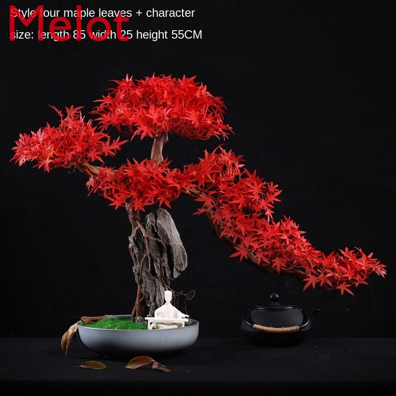 New Chinese Style Artificial Greeting Pine Fake Trees Living Room Hotel Close Home Ornament Beauty Pine Potted Bonsai