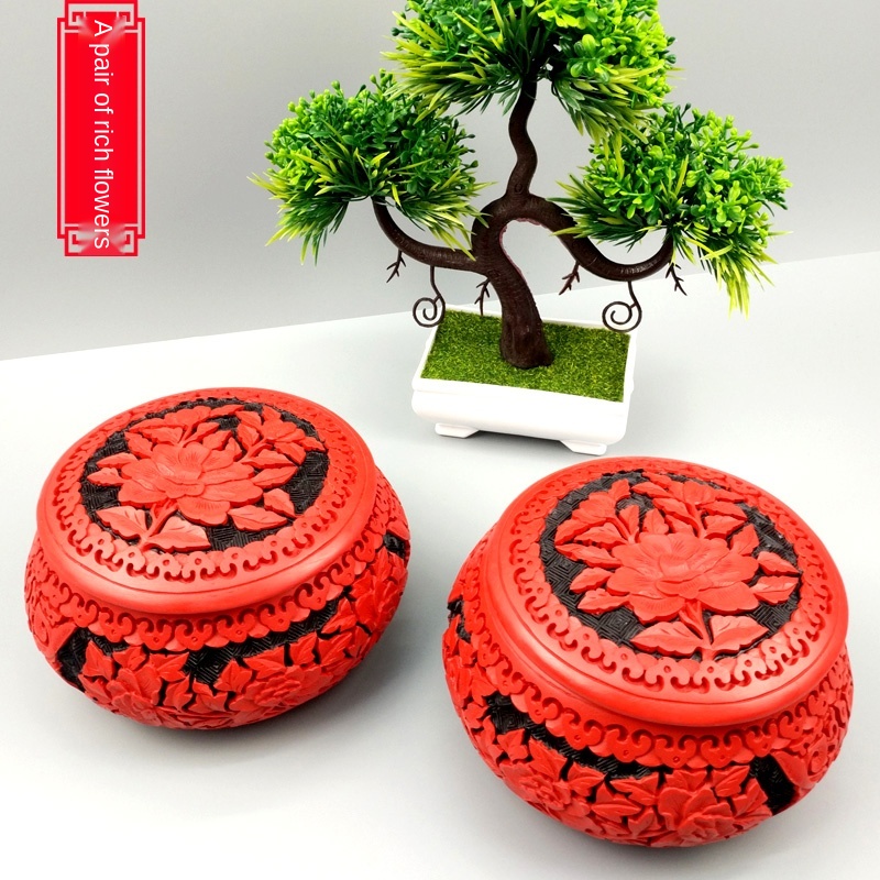 Chinese Characteristics Beijing Craft Souvenirs Foreign Affairs Business Gifts Carved Lacquer Ware Go Jar Home  Desk Decor