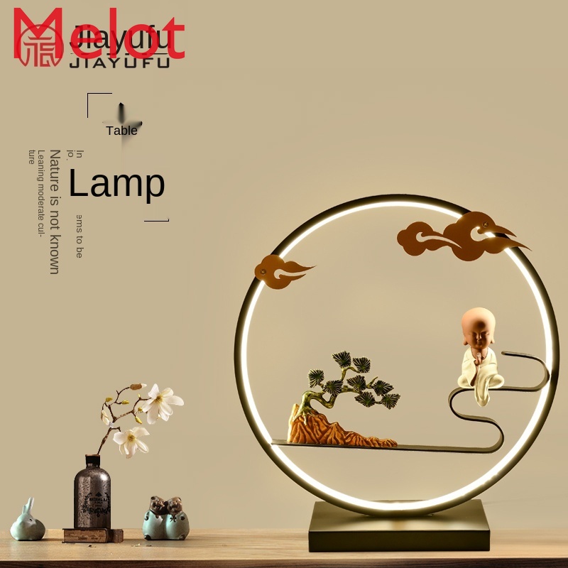 New Chinese Creative Simple Modern Living Room Lamp Zen Retro Bedroom Bedside Warm Romantic Study Decorative Table Lamp Elder