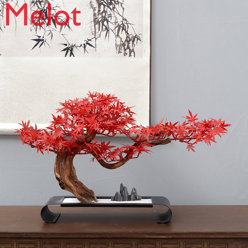 Modern New Chinese Artificial Bonsai Large Sand Plate Welcome Pine Root Carving Indoor Hallway Soft Outfit Decoration Family Art