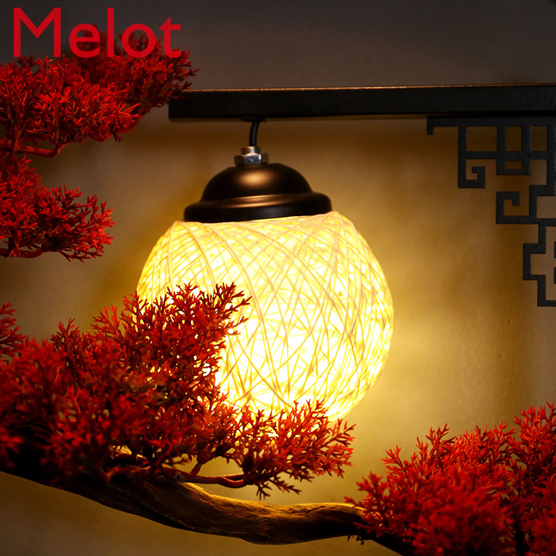 Chinese Style Welcome Pine Lantern Pendant Wall Living Room Wall Hangings Iron Wall Hanging Zen Gifts From Elders Family Art