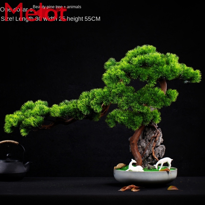 Tree Rock Root Carving Crafts Artificial Greeting Pine New Chinese Style Hotel Living Room Villa Desktop Modeling Bonsai