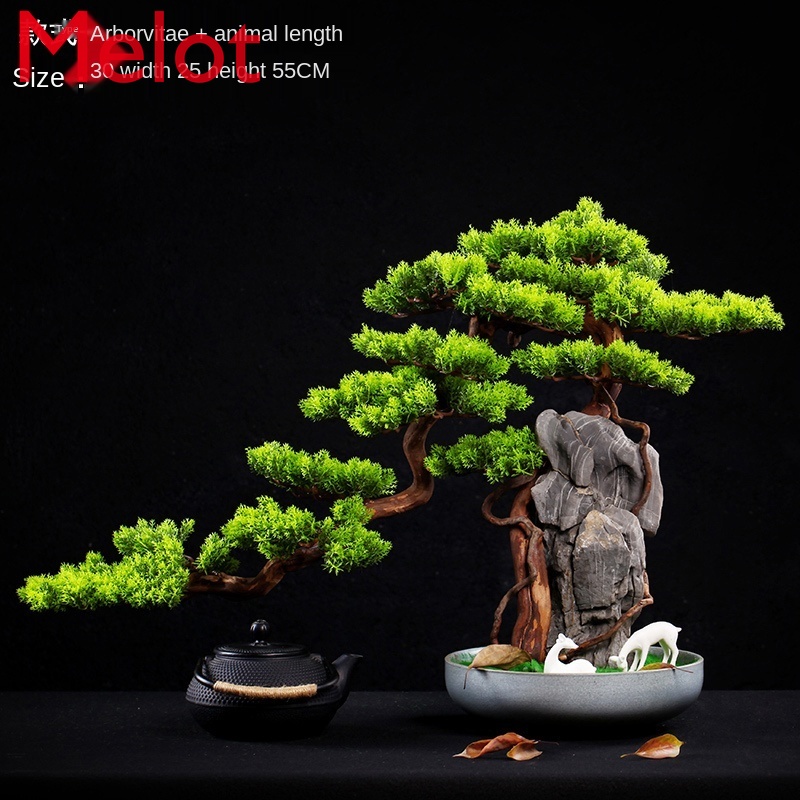 Tree Rock Root Carving Crafts Artificial Greeting Pine New Chinese Style Hotel Living Room Villa Desktop Modeling Bonsai