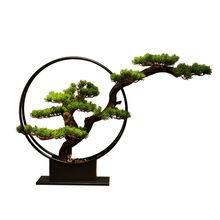 New Chinese Style Welcome Pine Iron Craft Decorations Zen Soft Decoration Simulation Dried Wood Plant Creative Decorative Bonsai