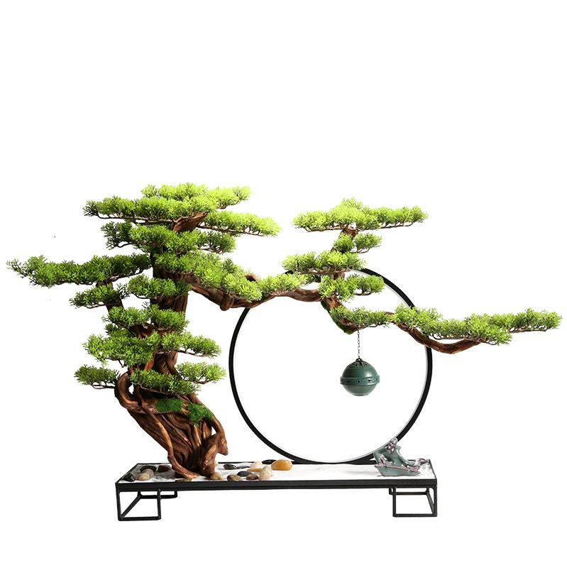 New Chinese Style Welcome Pine Decoration  Home Housewarming Decoration Gift Soft Decoration Simulation Green Plant Zen Bonsai