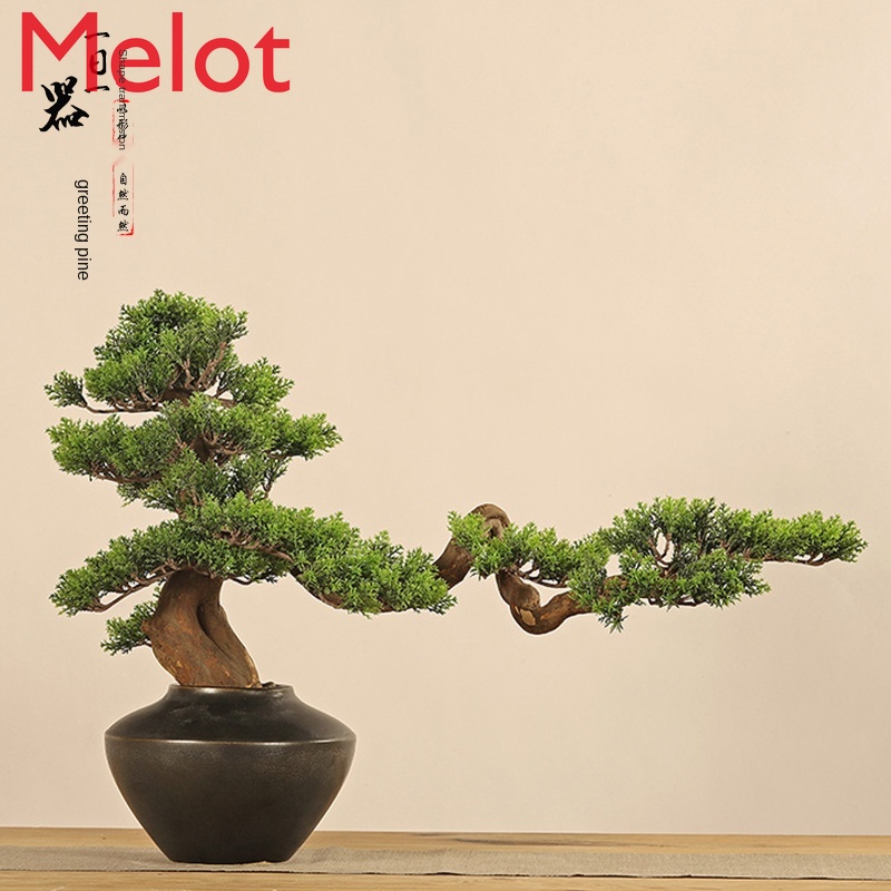Indoor Soft Decoration Home Artificial Greeting Pine Zen Hallway Bonsai Light Luxury Hotel Club Office Ornaments Home Decore