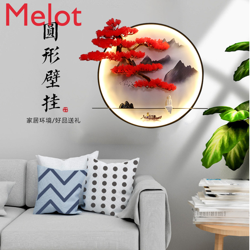 Chinese Hanging Decor round Hotel Living Room Tea Room Wall Decorations Artificial Greeting Pine Wall Hanging