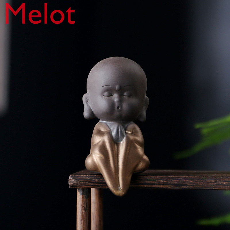 Zen Backflow Incense Ornaments Chinese Creative Galaxy Black Tea Ornaments Little Monk Root Carving Decorations