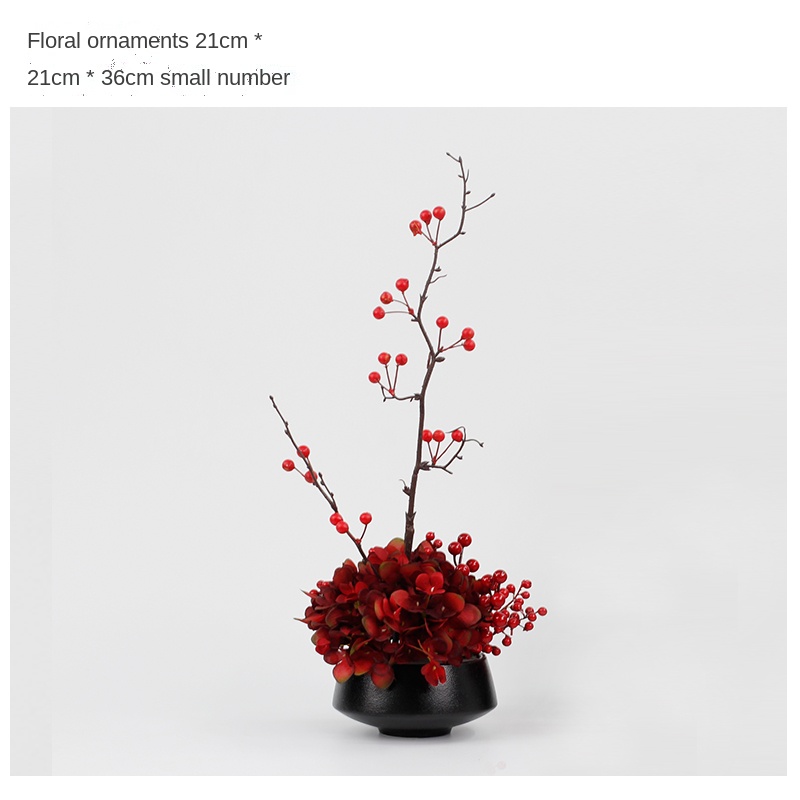 Green Plant Sales Office Model Room Red Artificial Flower Bonsai Dining Table and Tea Table in Living Room Decoration Ornaments