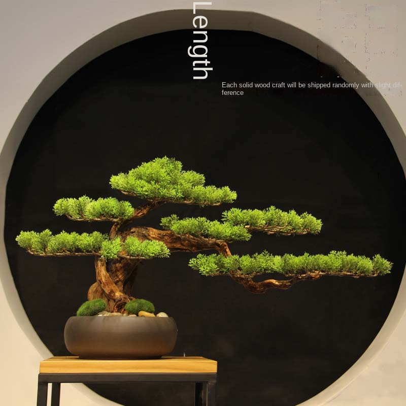Chinese Welcome Pine Bonsai Decoration Home Living Room Curio Shelves Model Room Creative Green Plants Soft Decoration