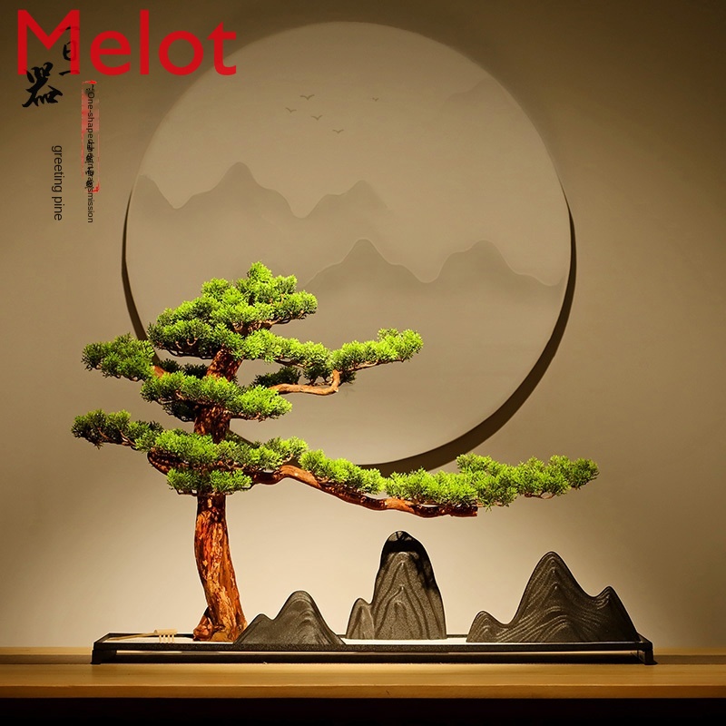 Zen Dry Landscape Welcome Pine Decoration New Chinese Bonsai Hallway Creative Emulational Rockery Soft Decoration