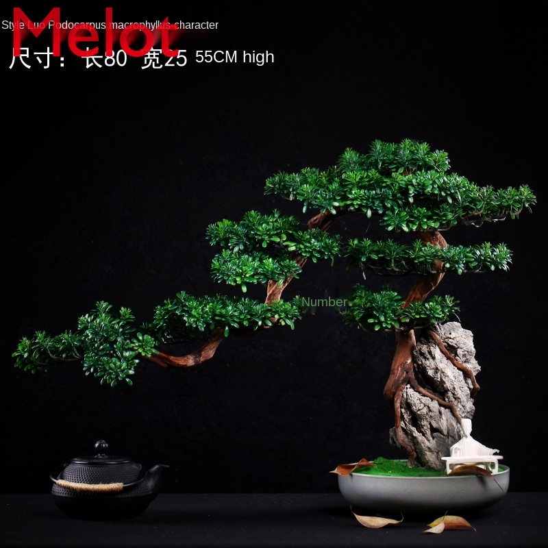 Root Carving Crafts Artificial Greeting Pine Tree Rock New Chinese Office Shelf Desktop Modeling Bonsai