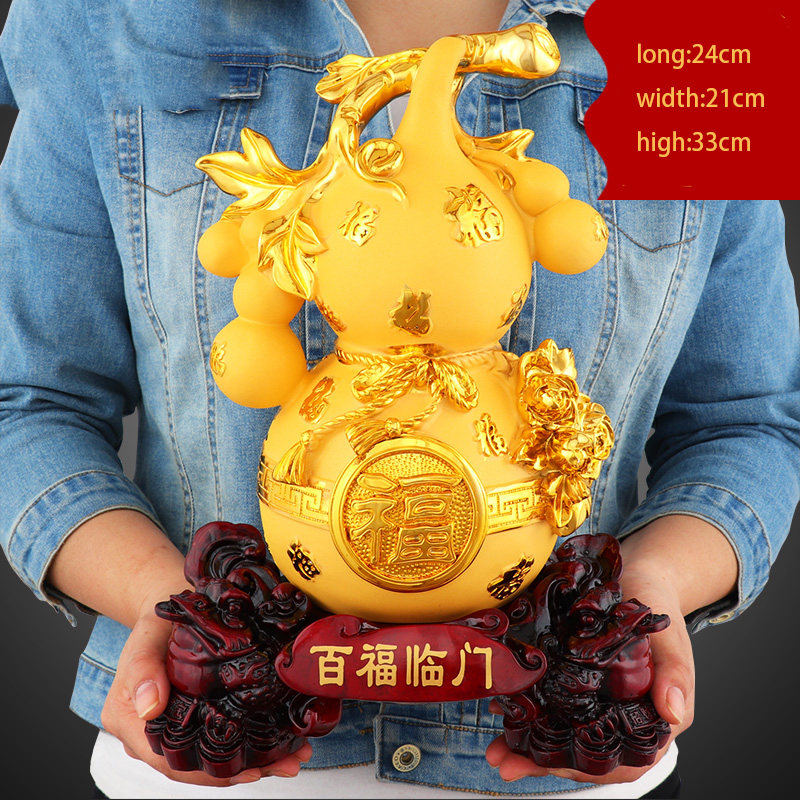 Chinese Fengshui Lucky Money Gourd Resin Statue Home Decor Living Room Decorations Accessories Office Ornament Birthday Present