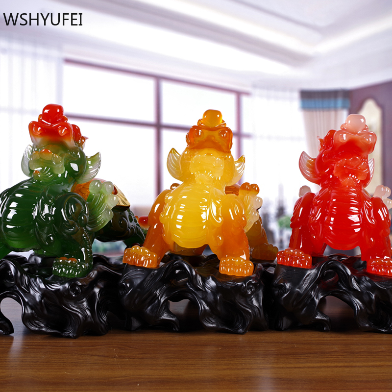 Fengshui Mascot Statue Chinese Style Lucky Money Resin Crafts Home Decor Birthday Present Living Room Decorations Gifts Ornament