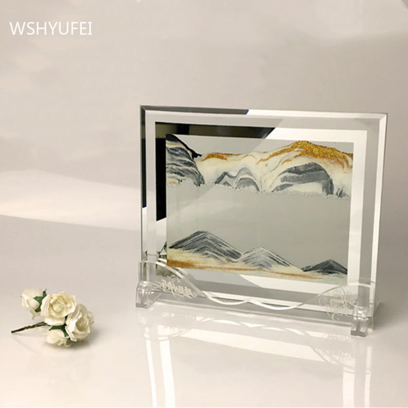 3D Landscape Quicksand Painting Living Room Decoration Glass Hourglass Moving Sand Picture Home Decore Housewarming Gifts