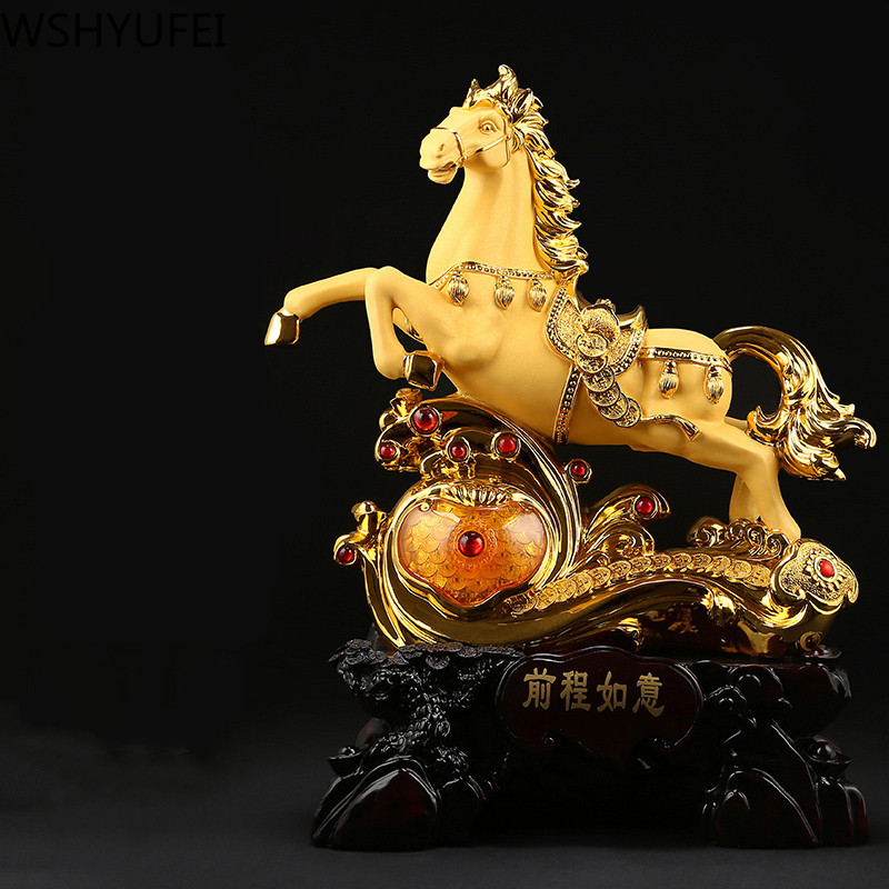 Chinese Style Horse Shape Artwork Lucky Horse Resin Home Decoration Ornaments Desk Study Crafts Home Decorations Gifts