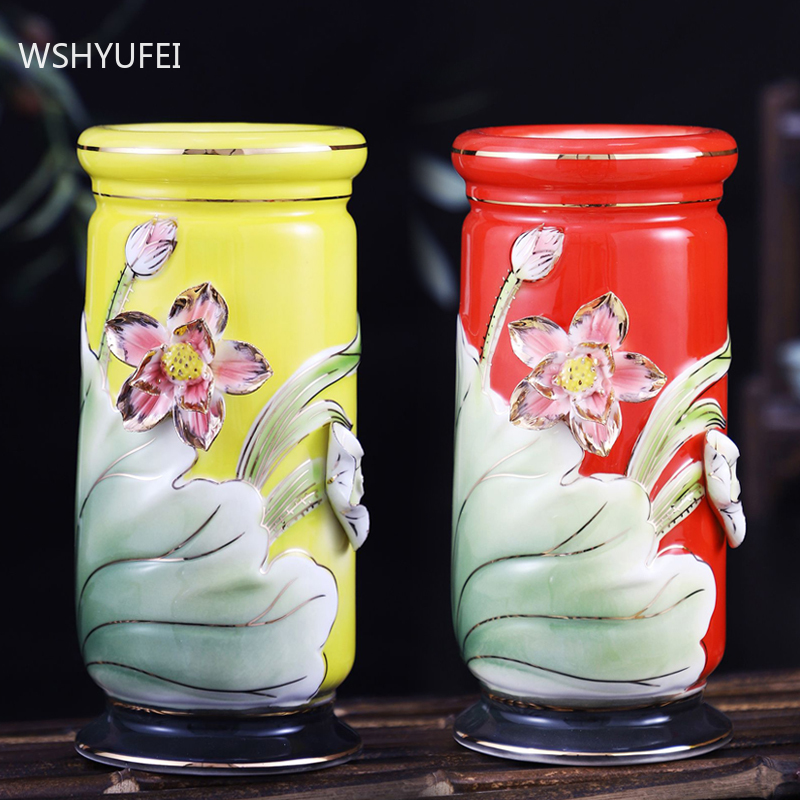 Chinese Ceramics Buddhist Supplies Incense Tube Home Flower Arrangement Vase Ornaments Fine Buddha Hall Worship Accessories