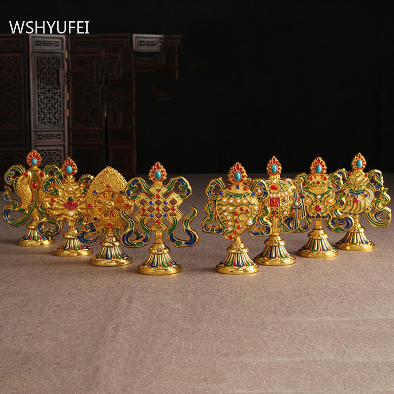 Chinese Buddha Hall Eight Auspicious Sculpture Ornaments Living Room Feng Shui Buddha Tools Decoration Craft Home Accessories