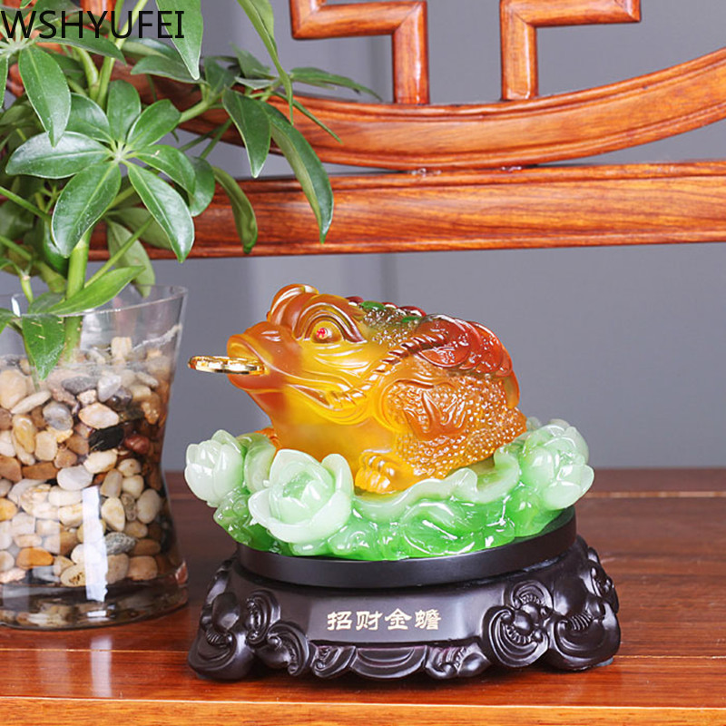 Chinese Feng shui Resin gold Toad decoration shop living room office desk room showcase gold enamel Home Decoration
