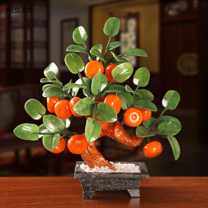 Natural jade Fortune Tree ornament Wealth Chinese Ingot Tree Lucky Money Tree Home Office Decoration Desktop Beautiful Crafts