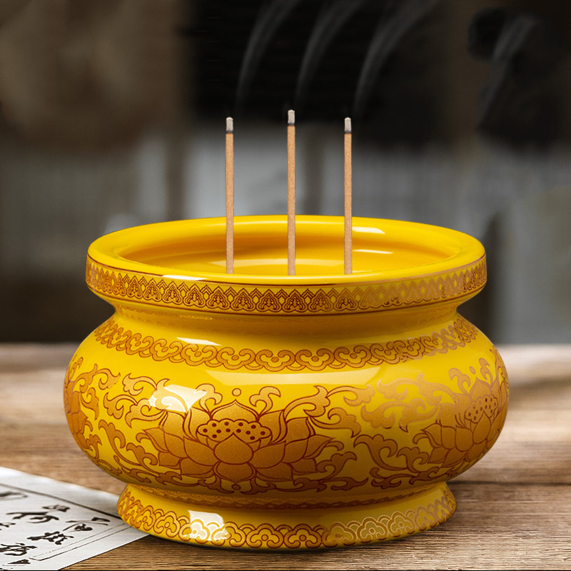 Traditional Ceramics Incense Burner Buddha Hall Ornaments Home Feng Shui Decoration Chinese Buddhist Worship Accessories