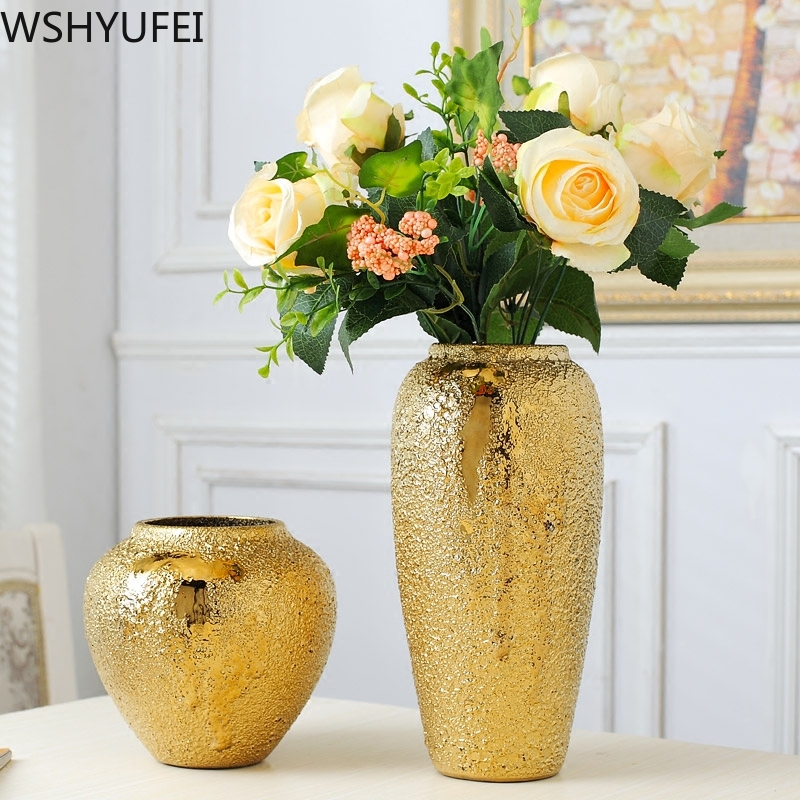 Golden ceramic abstract vase home decoration desk ornament showroom fashion decorative vase Wedding gift