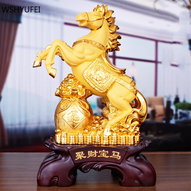 Creativity Resin Desktop Ornaments Office Lucky Money Horse Sculpture Crafts Living Room Wine Cabinet Decoration Opening Gifts