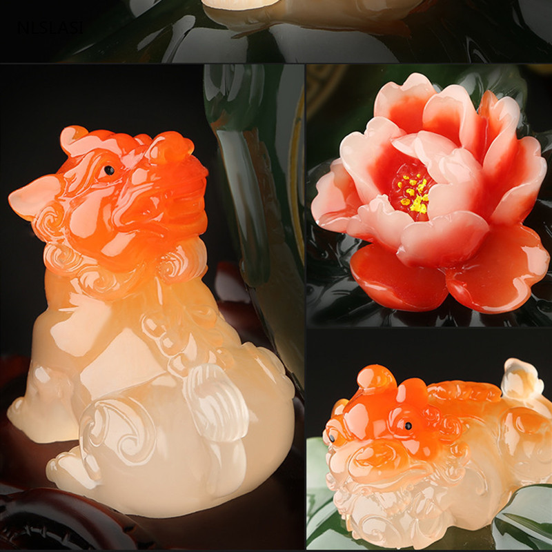 Feng shui Resin gourd Figurines Lucky Money Tree Ornaments Chinese Sculpture Crafts Desktop Art Home Office Decoration