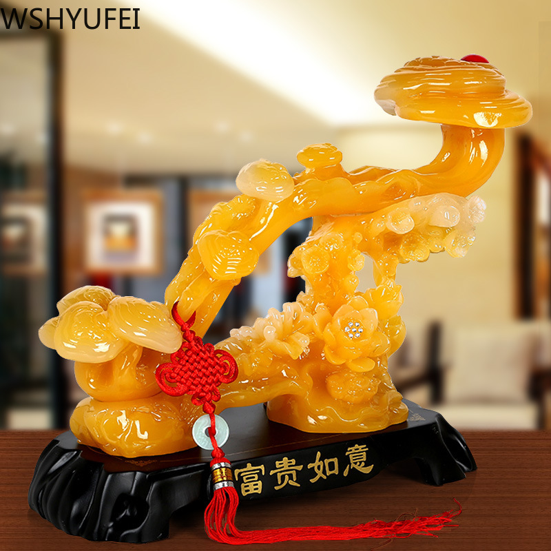 WSHYUFEI Chinese resin decoration Auspicious Ruyi Ornaments Creative Home Office Decoration Tabletop Crafts Lucky gifts