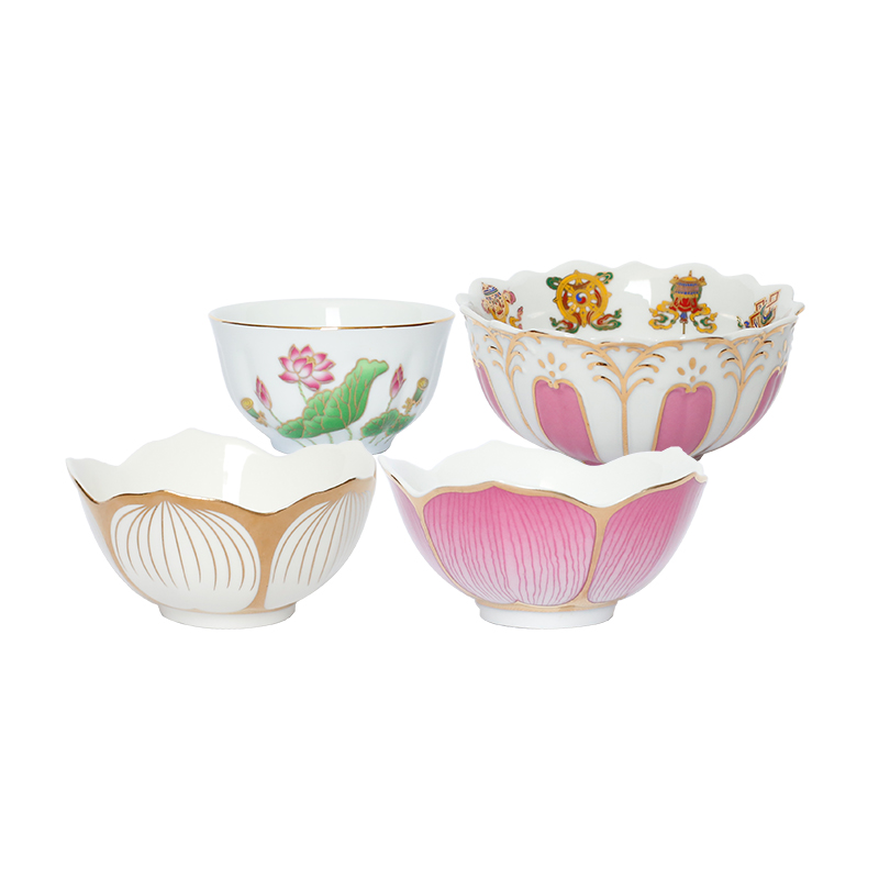 Buddha Hall Ceramics Lotus Worship Bowl Ornaments Home Creativity Snack Storage Bowl Traditional Buddhist Sacrifice Accessories