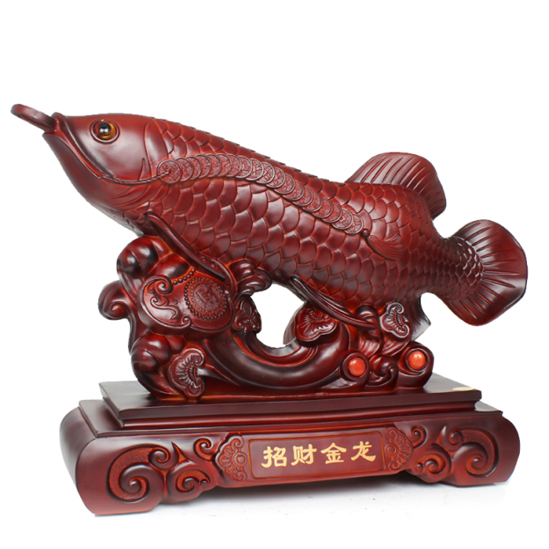 Chinese Style Golden Arowana Resin Statue Ornaments Living Room Wine Cabinet Lucky Fortune Decoration Housewarming Gifts